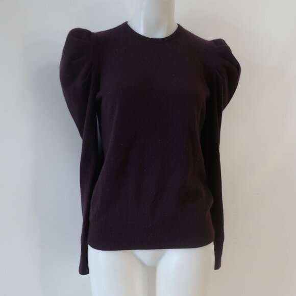 Womens Neiman Marcus Eggplant Puff Sleeve Pure Cashmere Sweater M - Picture 7 of 13